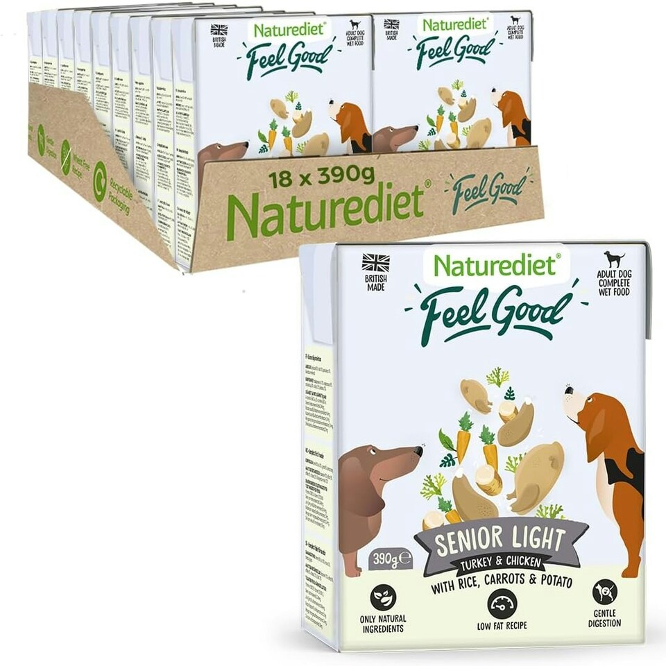 image 1 of Naturediet - Feel Good Wet Dog Food, Natural and Nutritionally Balanced, Senior-Lite, 390g (Pack of 18)