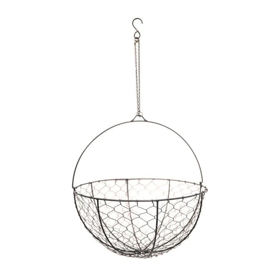 image 1 of Outdoor Hanging Wired Netted Basket - Mild Steel - L30 x W30 x H40 cm - Zinc Black