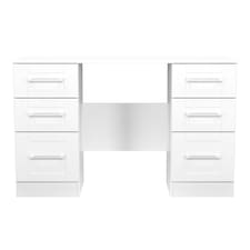 Ripon 6 Drawer Kneehole Desk in White Ash (Ready Assembled) | White | White Ash