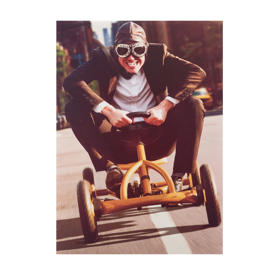 image 1 of Humour Birthday Card - Man On A Pedal Cart