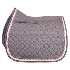 HySPEED Deluxe Saddle Pad With Cord Binding - Grey/Grey/Pink/Silver - Pony