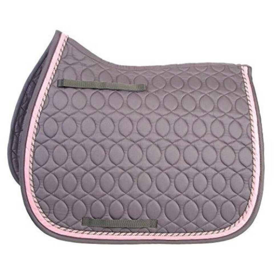 HySPEED Deluxe Saddle Pad With Cord Binding - Grey/Grey/Pink/Silver - Pony