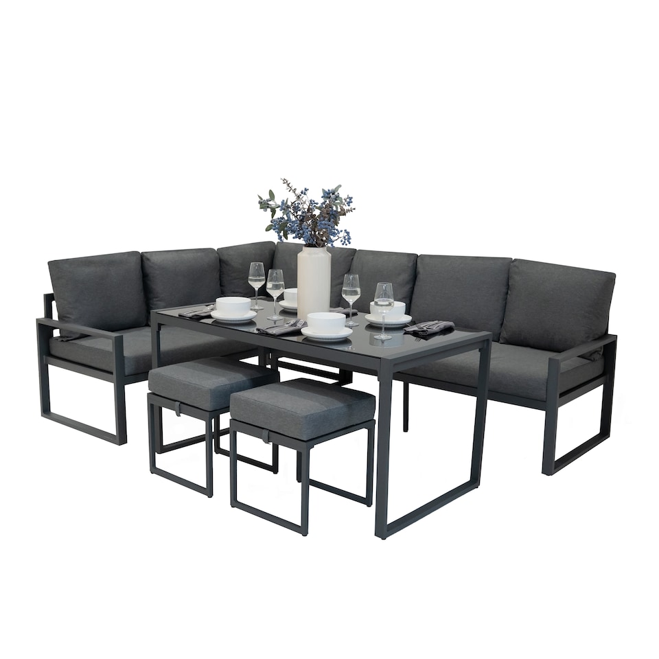 image 1 of Aluminium Corner Sofa Set - Anthracite Grey