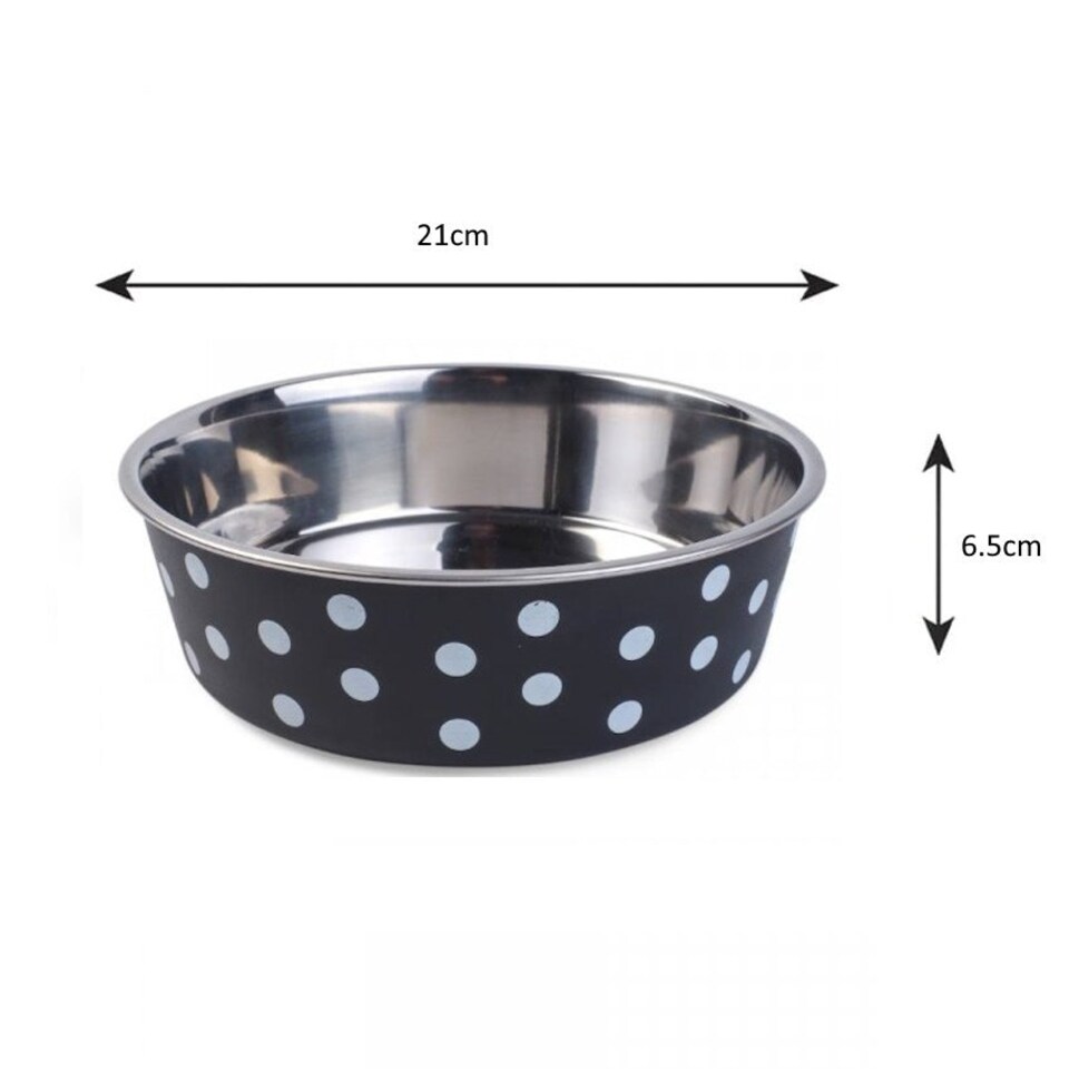 image 1 of Zoon Navy Polka Dot Pet Bowl 21cm Blue