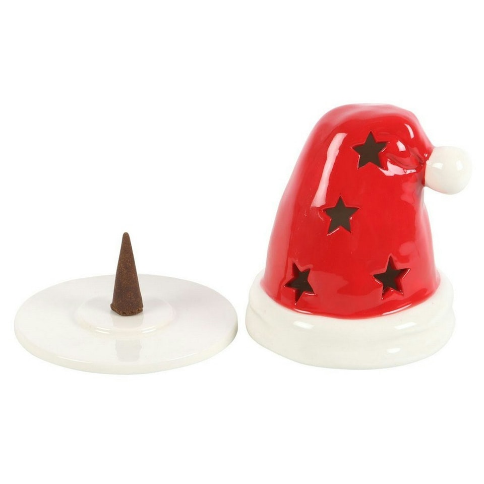 image 1 of Something Different Santa Hat Tealight And Incense Cone Holder - Red/White - One Size