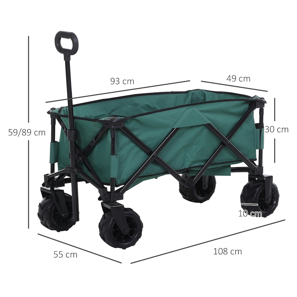 image 1 of Outsunny Outdoor Cart Folding Cargo Wagon Trailer Beach w/ Handle Dark Grey