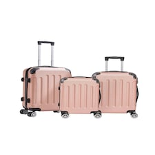 Living and Home 4 Wheels Lockable Travel Suitcase Set of 3 - Black Pink 28+24+20 Inch Pink | Large
