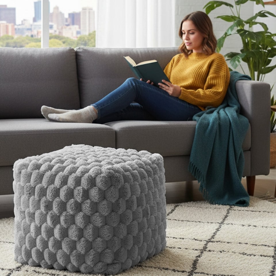 image 1 of Home Republic Chunky Popcorn Faux Fur Bean Bag