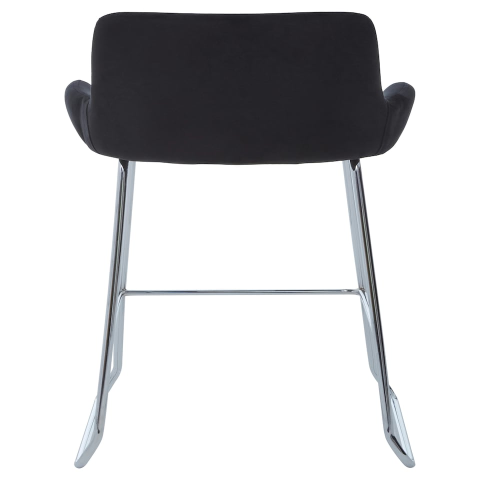 image 1 of Tamzin Black Velvet Bar Chair With Low Arms Black