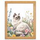 image 1 of Ragdoll Cat Lover Pet Wildflower Floral Portrait Wood Framed Wall Art Print