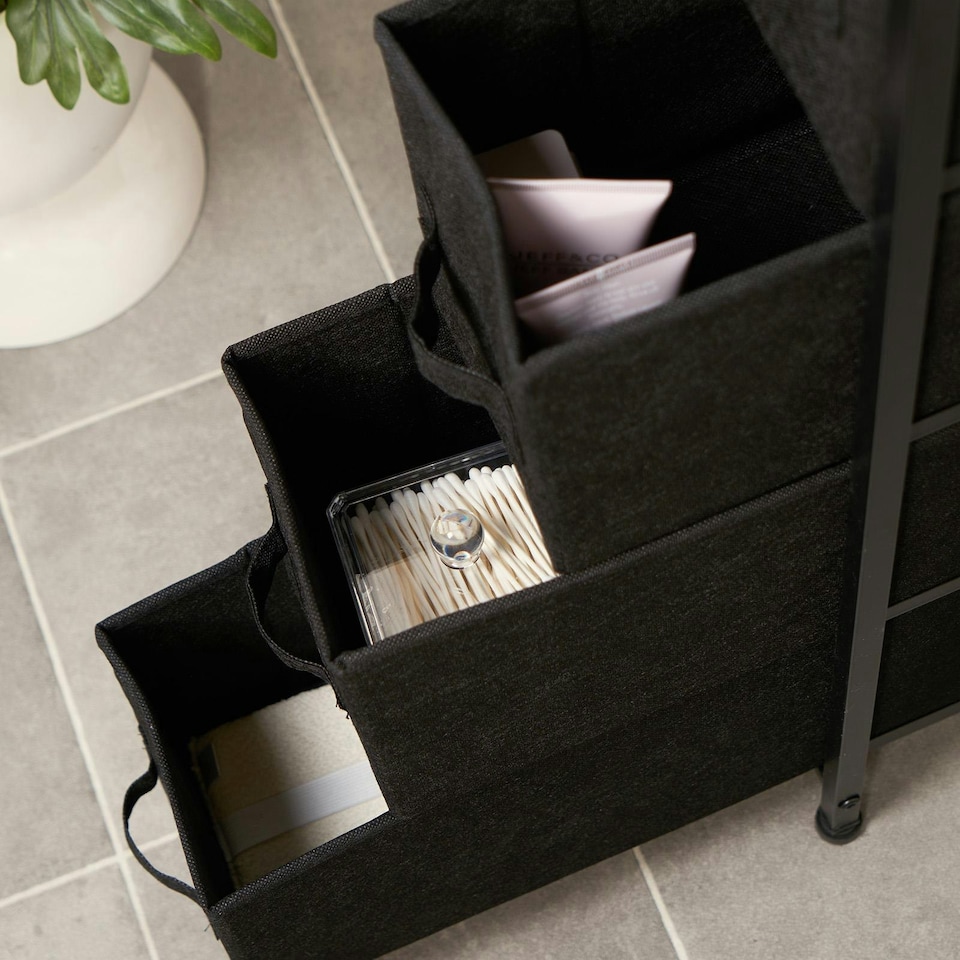 image 1 of OHS Brooklyn 4 Narrow Drawer Home Storage Fabric Display Cabinet - Black Black