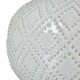 image 3 of Squat Beaded Lamp with Linen Shade - Ceramic - L38 x W38 x H56 cm - White White