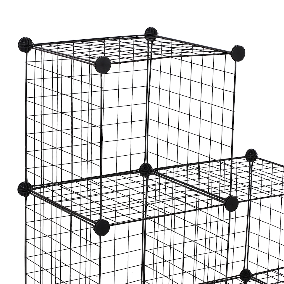 image 1 of HOMCOM DIY 6 Cube Metal Wire Rack Interlocking Storage Cabinet Living Room Organiser Display Shelves Black