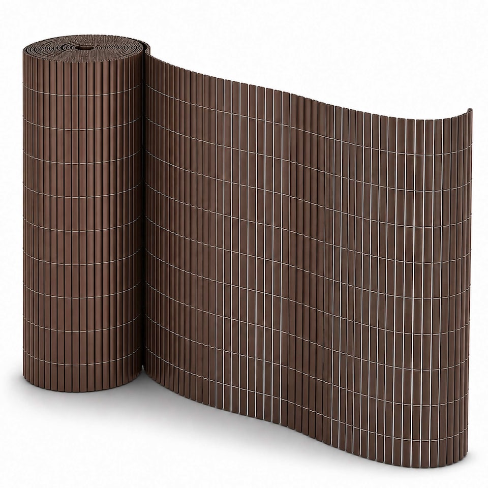 image 1 of 1m x 4m Brown PVC Outdoor Garden Fencing Privacy Screen Roll | Brown | 1