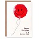 image 1 of Lovely Sib Simple Smiley Face Red Balloon Birthday Card