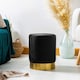 image 6 of Harbour Housewares Velvet Pouffe - Round Luxe Living Room Bedroom Dressing Table Accent Footstool - 29 x 36cm - Black | Black | Black | Pack of 1 | 1