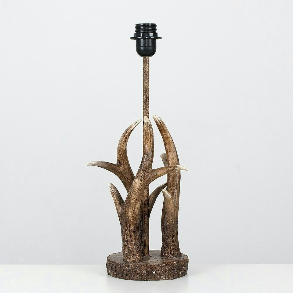 image 1 of ValueLights Intertwined Caribou Antler Design Table Lamp Base Rustic Natural Finish