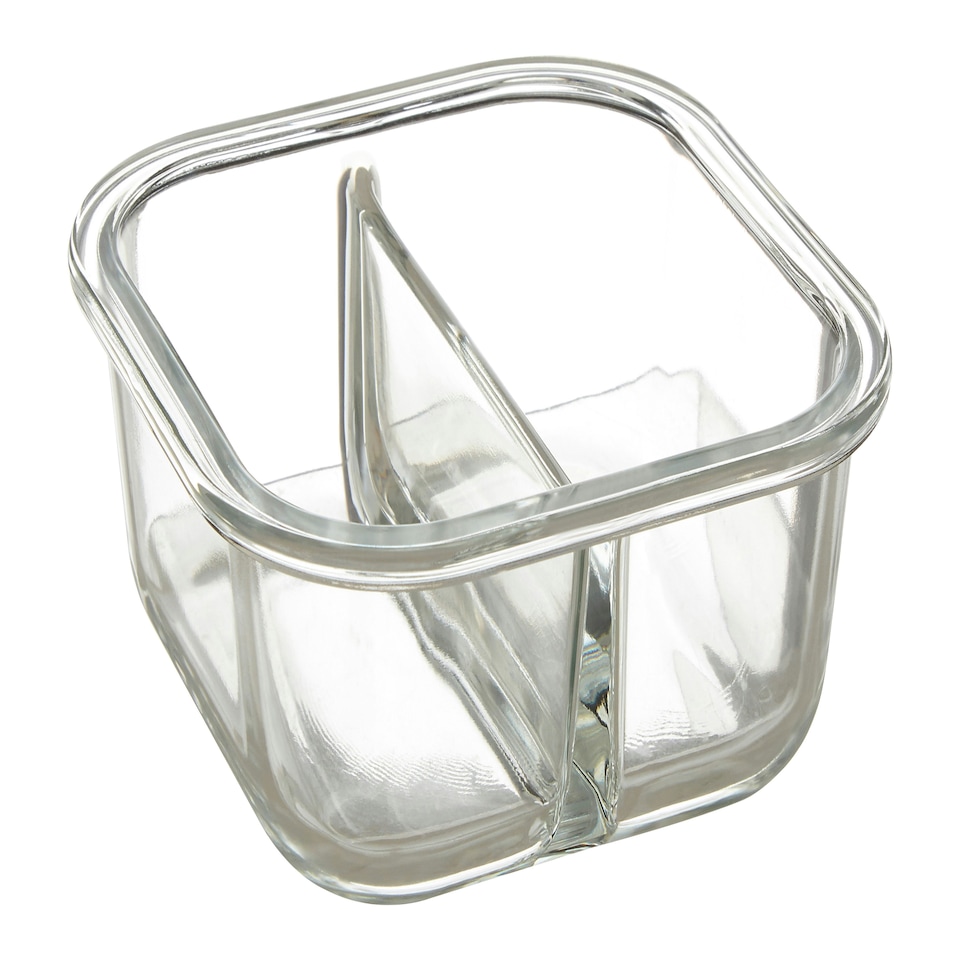 image 1 of Interiors by Premier 2-Section Square Glass Container with Lid – 520ml, Borosilicate Glass with Airtight Silicone Seal