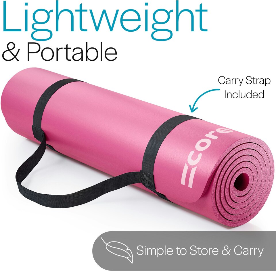 image 1 of Pilates Mat with Strap (10mm Thick) - Pink