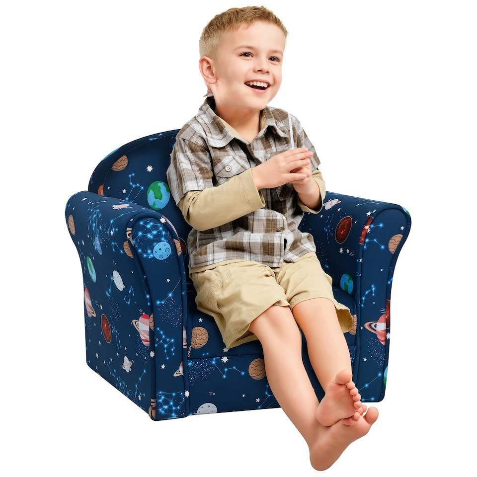 image 1 of HOMCOM Kids Armchair Toddler Sofa Seat Children Chair Couch w/ Wooden Frame Blue