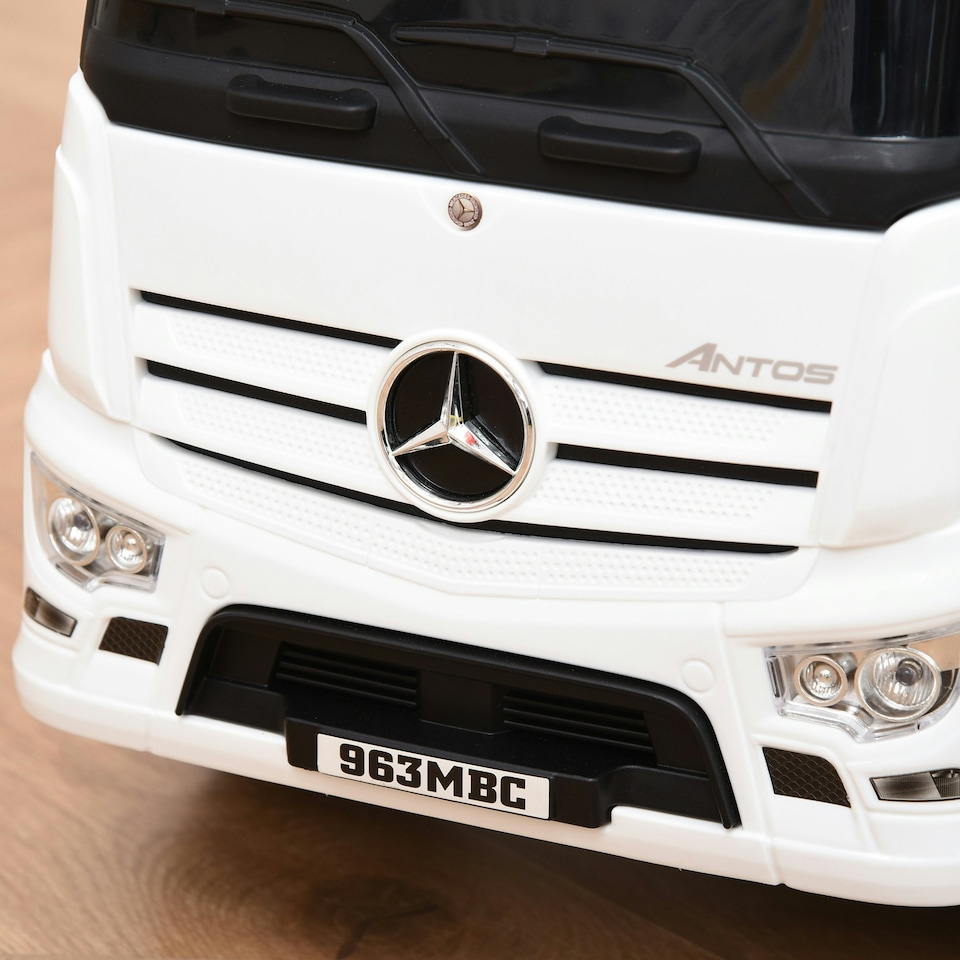 image 1 of HOMCOM 3-in-1 Ride On Car Kids Mercedes Truck Storage for 12 - 36 Months White