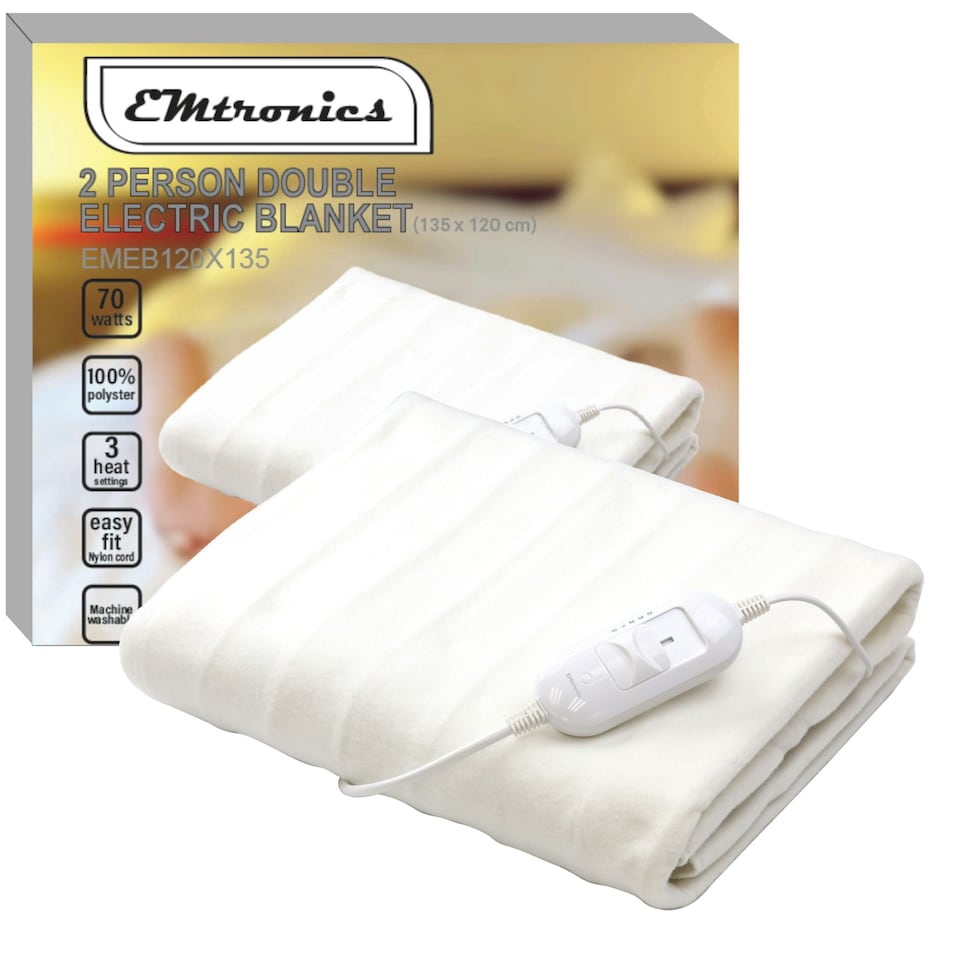 image 1 of EMtronics Double Electric Blanket - Size 135cm x 120cm