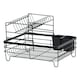 image 2 of Oypla 2 Tier Multifunction Dish Drainer Drying Rack with Cutlery Holder and Removable Tray Black