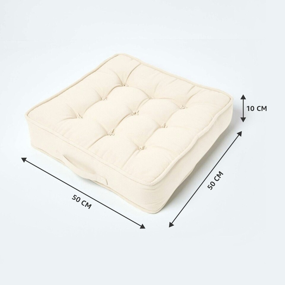 image 1 of Homescapes Cream Cotton Armchair Booster Cushion Cream