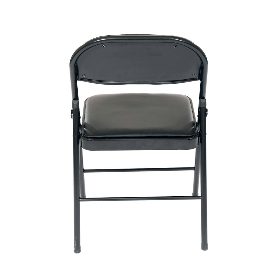 image 1 of Oypla Heavy Duty Padded Folding Metal Desk Office Chair Seat Black