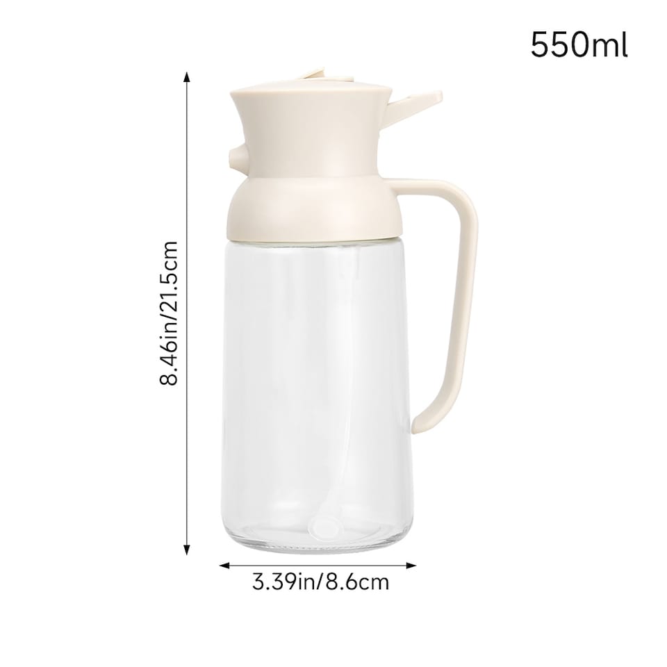 image 1 of Living and Home 2-in-1 Glass Oil Sprayer & Dispenser,Beige,500ml | White | Beige
