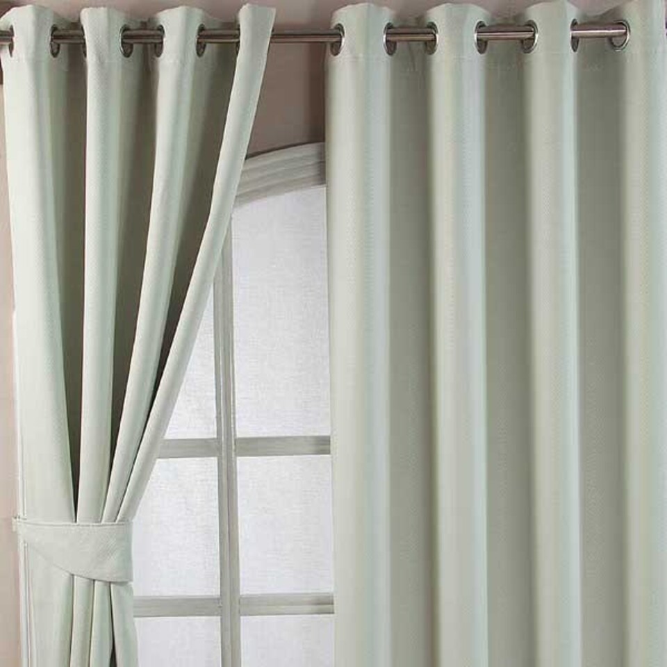image 1 of Homescapes Ivory Herringbone Chevron Blackout Curtains Pair Eyelet Style - 90x54" Cream