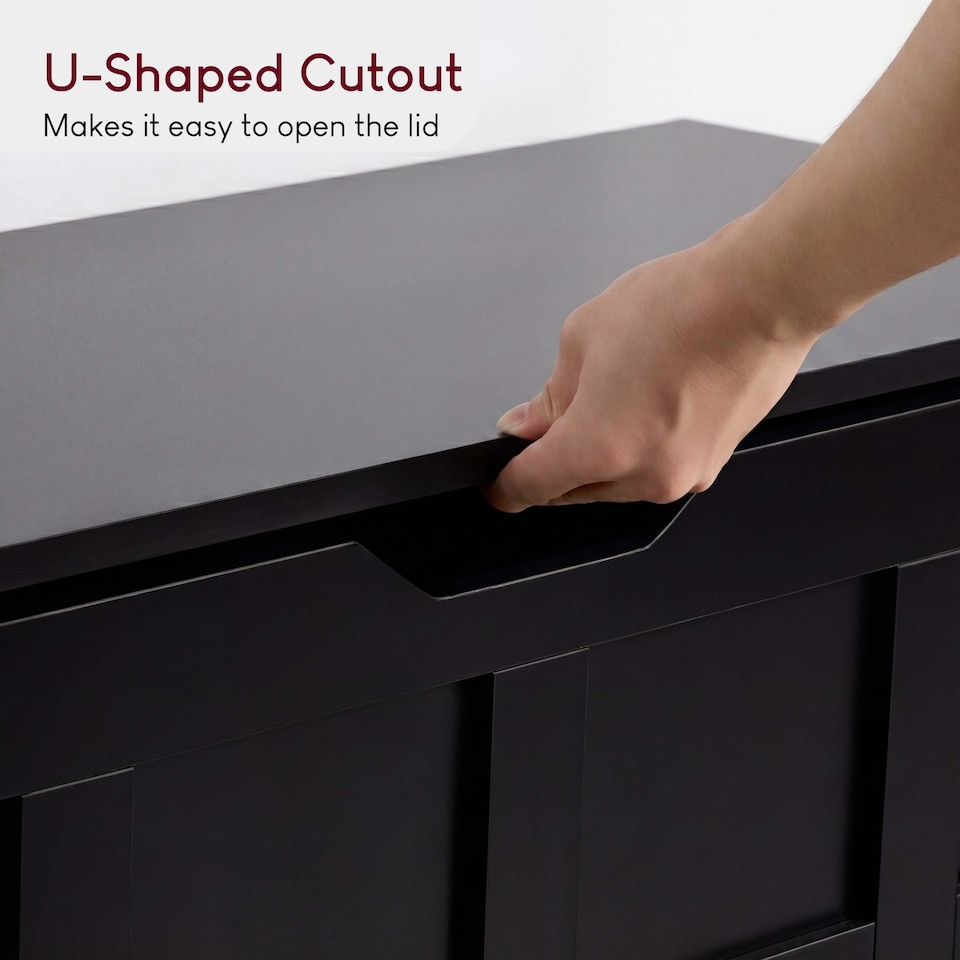 image 1 of Vida Designs Large Lift Up Storage Chest Ottoman Bed End Hallway Seated Box - Black