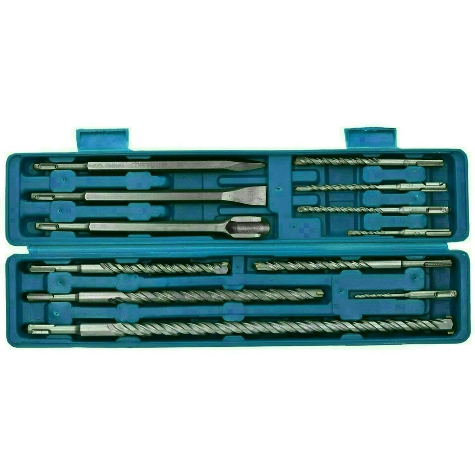 image 1 of 12pc SDS Chisels and TCT Metric Drill Bit Set For Concrete Masonry Stone
