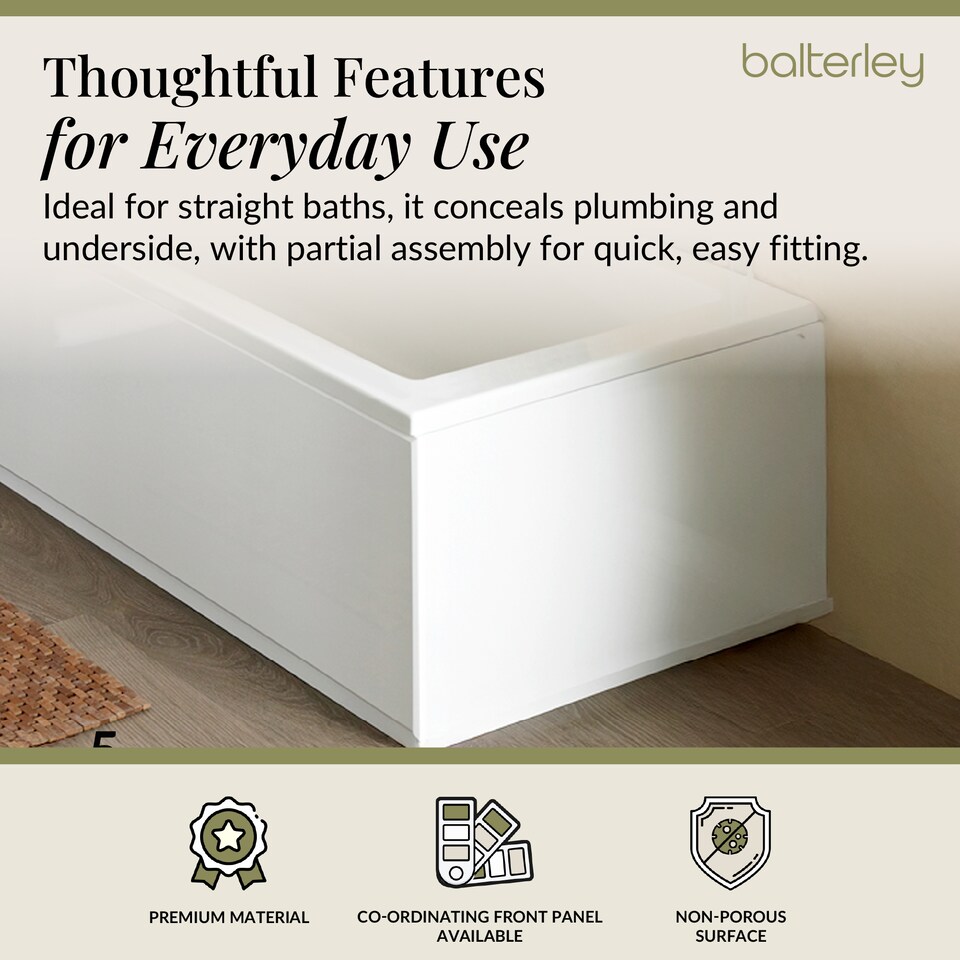 image 1 of 800mm MDF Bath End Panel & Plinth - Gloss White | White | Gloss White | 1