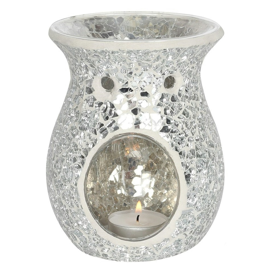 image 1 of Something Different Crackle-Effect Oil Burner - Silver - L