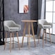 image 2 of HOMCOM Set of 2 Bar Stools Modern Upholstered Seat Bar Chairs with Metal Frame, Solid Wood Legs Living Room Dining Room Fabric Furniture - Beige