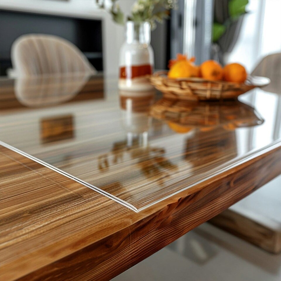 image 1 of 2mm Thick Clear Transparent PVC Tablecloth - 1.45cm Wide | Clear | Length: 3.5m