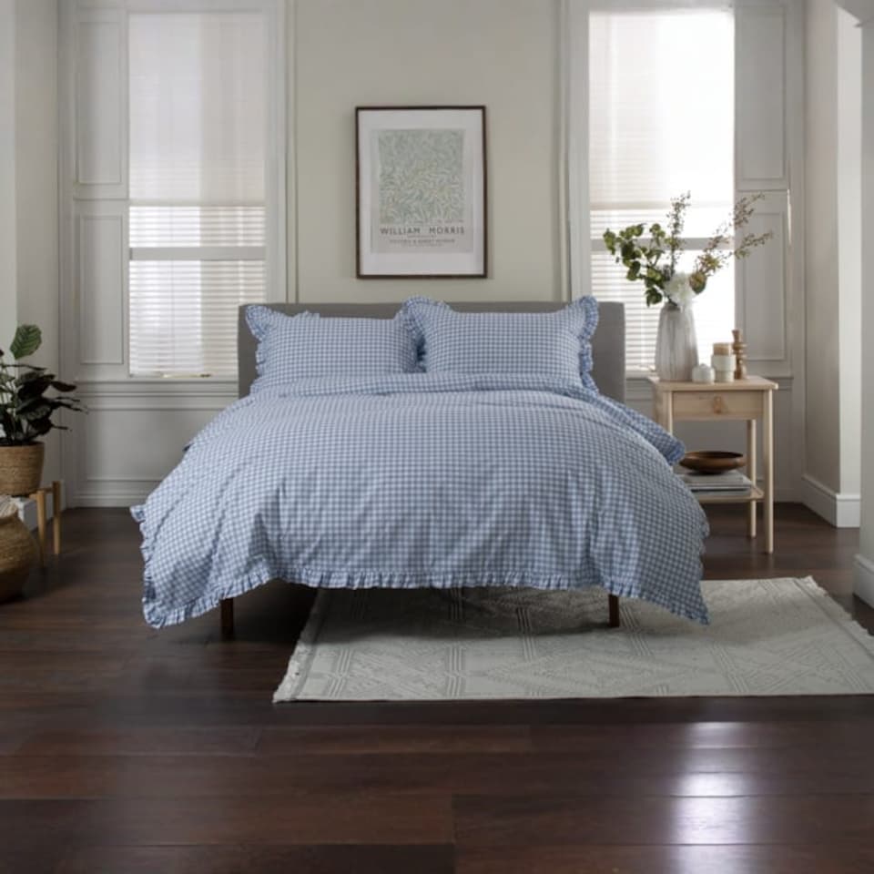image 1 of TLC Gingham Frilled Duvet Set