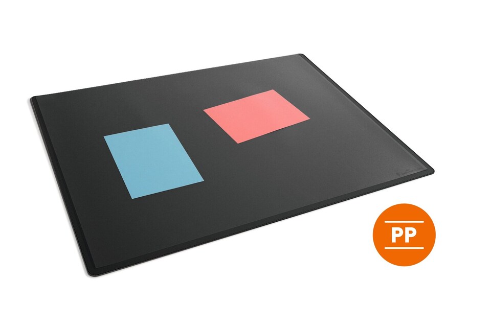 image 1 of Durable Clear Overlay Non-Slip Desk Mat Notes Protector Pad | 65x50 cm | Black