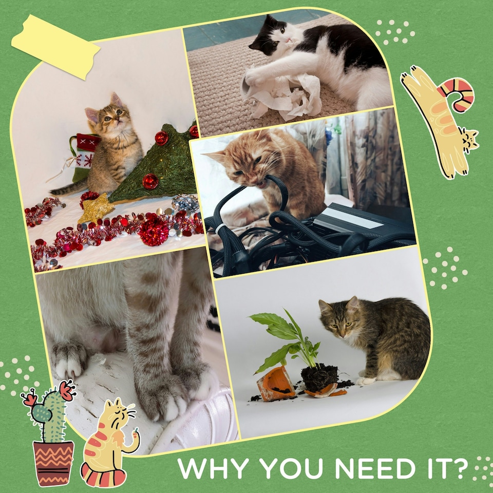 image 1 of PawHut 26cm Mushroom Cat Scratching Post with Toy Balls Feather