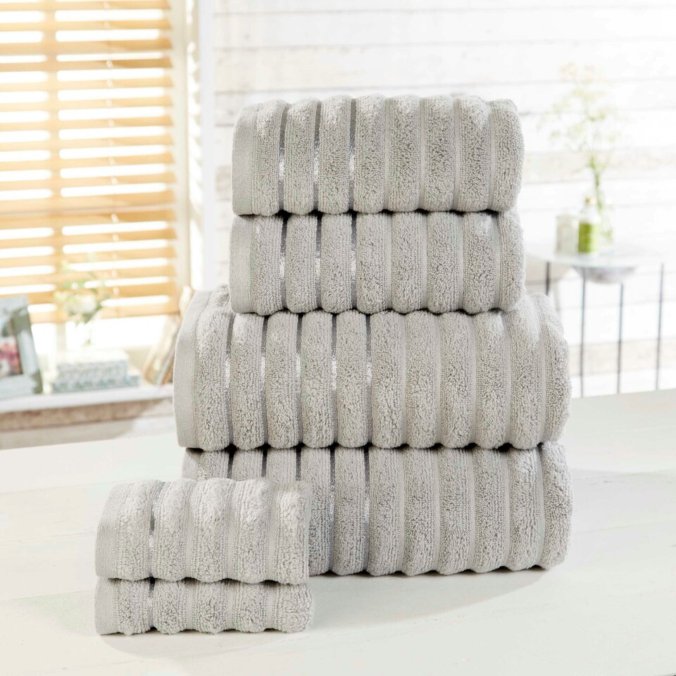 image 1 of Ribbed Pure Cotton Face Towels Super Soft and Absorbant Grey | Face cloth