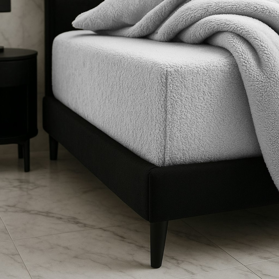 image 1 of Teddy Fitted Sheet 30cm Extra Deep Soft Cuddly Soft Touch Bedding | White | Double