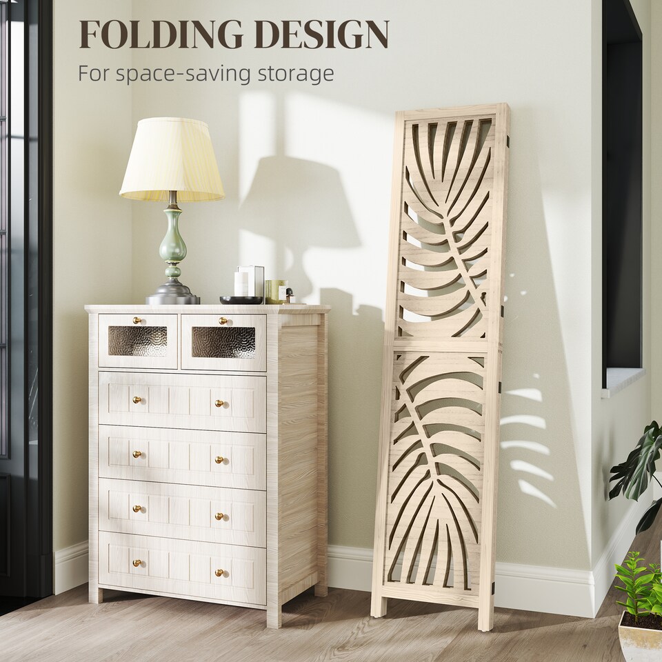 image 1 of HOMCOM 3 Panel Room Divider, Detachable Privacy Screens, Natural Wood | Brown | Natural wood finish