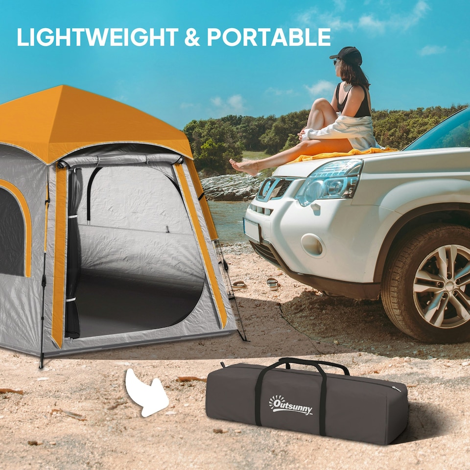 image 1 of Outsunny Instant Camping Tent, 4 Person Easy Setup Dome Tent, Light Grey Grey | Light Grey