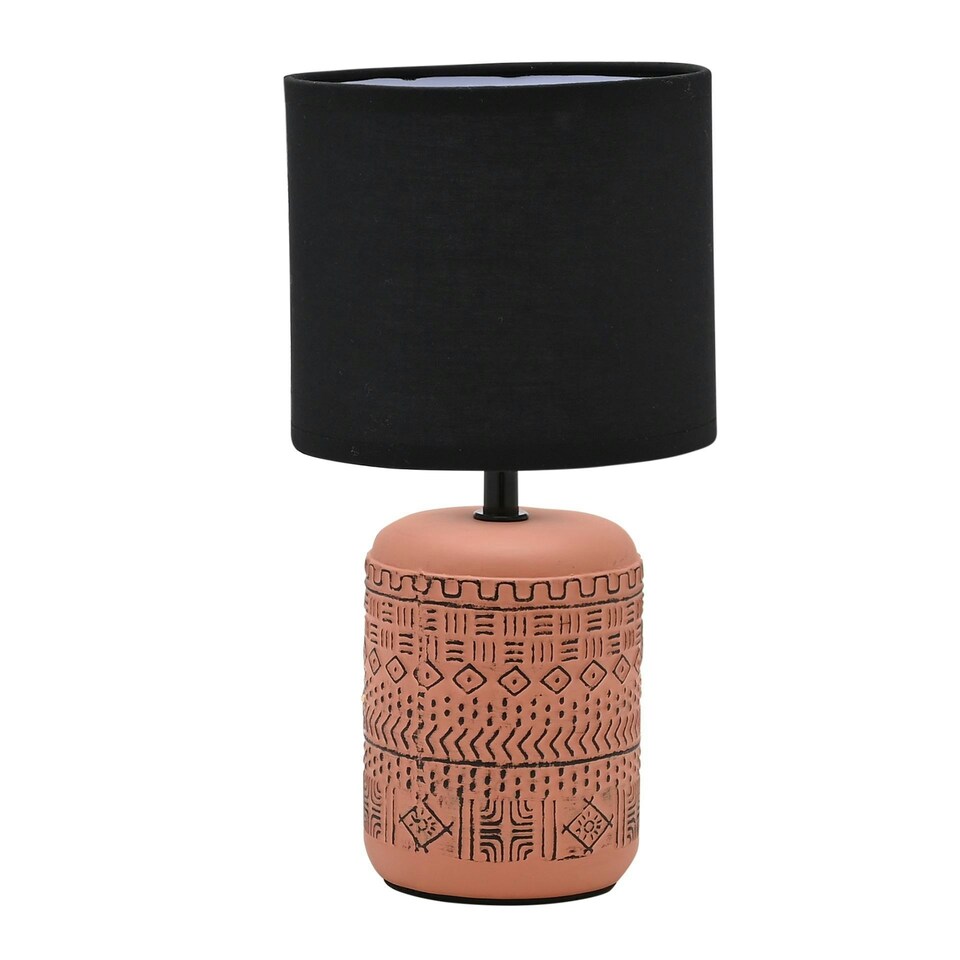 image 1 of Hestia Lamp with Terracotta Base & Black Shade Orange | Terracotta