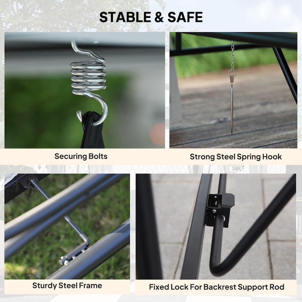 image 1 of Outsunny 3 Seater Convertible Swing Chair, Outdoor Gazebo Swing Seat Bed with Double Tier Canopy, Cushioned Seat, Mesh Sidewalls and Curtains, Light Grey