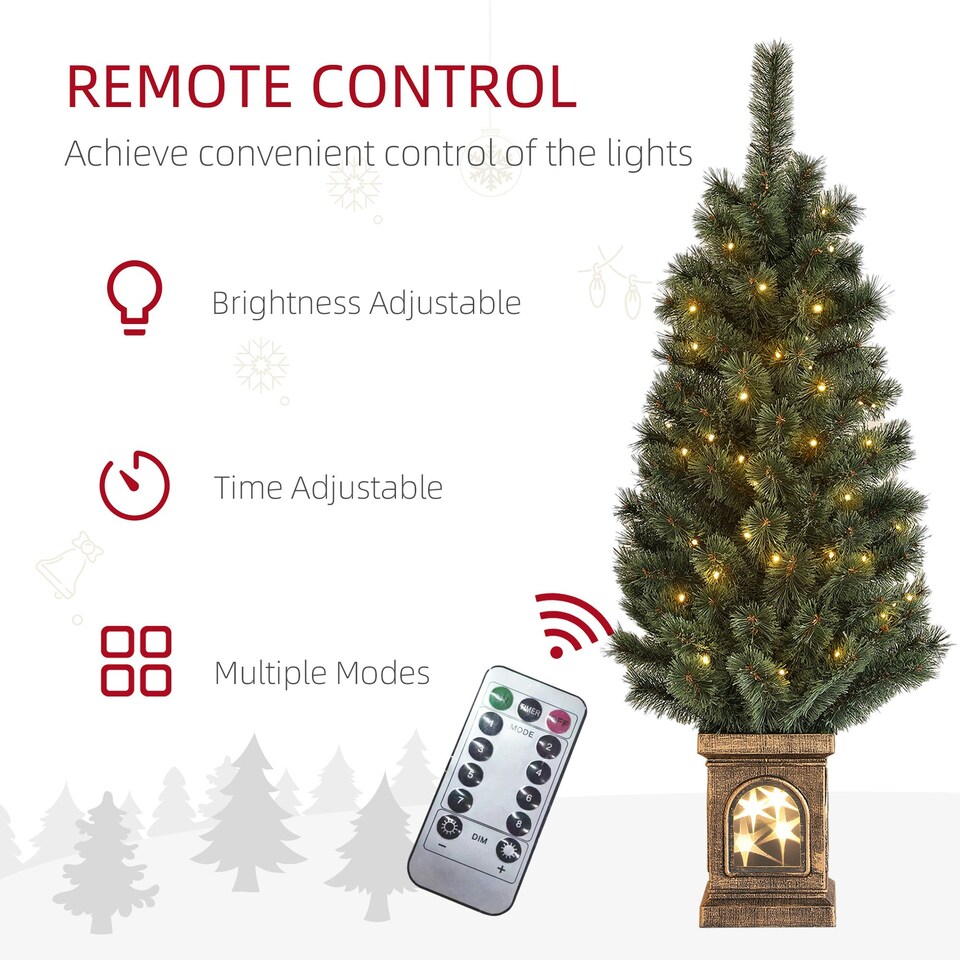 image 1 of HOMCOM 4ft Artificial Christmas Tree with 80 Warm White LED Lights Remote