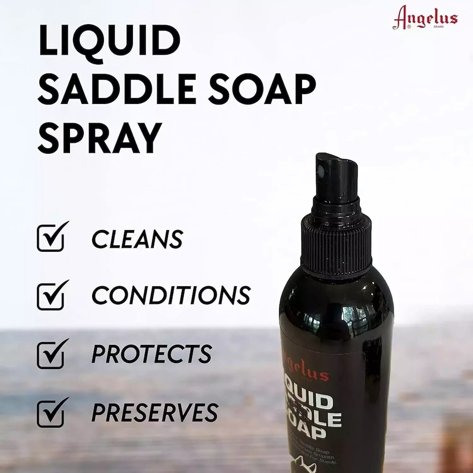 image 1 of Angelus Liquid Saddle Soap - Pump Action Spray for Easy Leather Cleaning 8oz | Clear