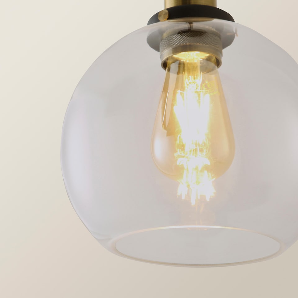 image 1 of ValueLights Sheridan Industrial Black Ceiling Light Pendant | Clear