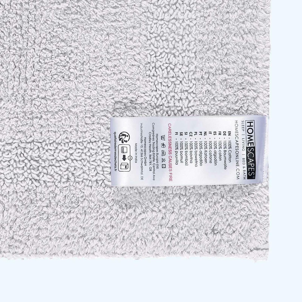 image 1 of Homescapes Luxury Reversible Cotton Bath Mat | White | 50 x 80 cm